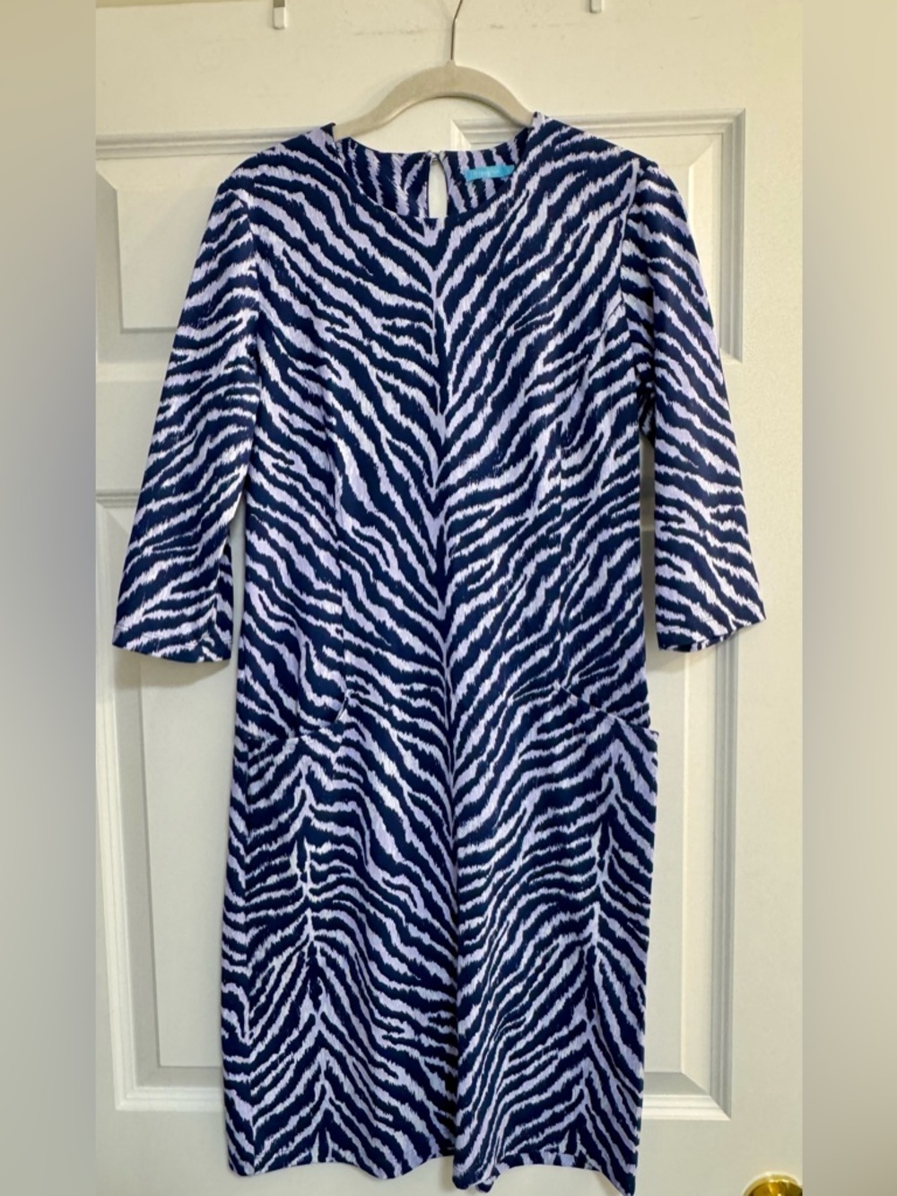 J. McLaughlin Catalyst Dress - Navy and light purple zebra print